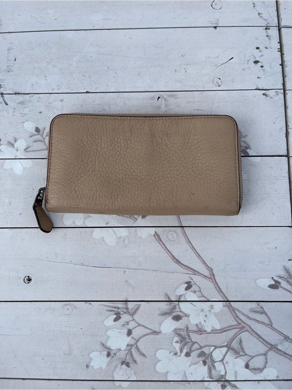 Coach Taupe Zip-Around Leather Wallet